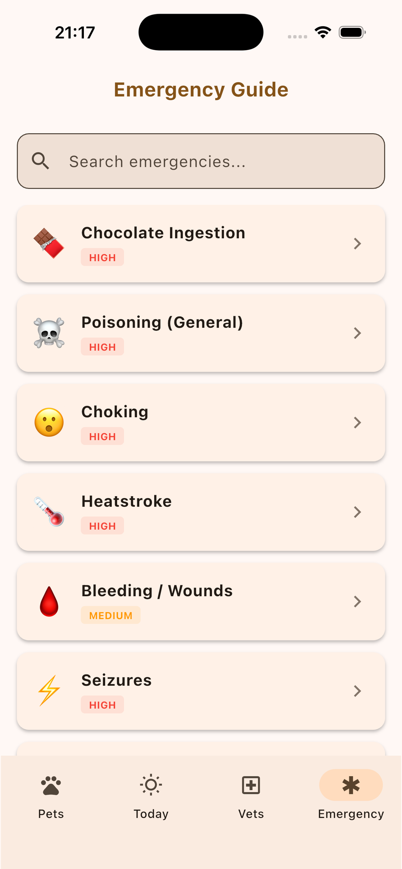 Emergency guide with first-aid topics